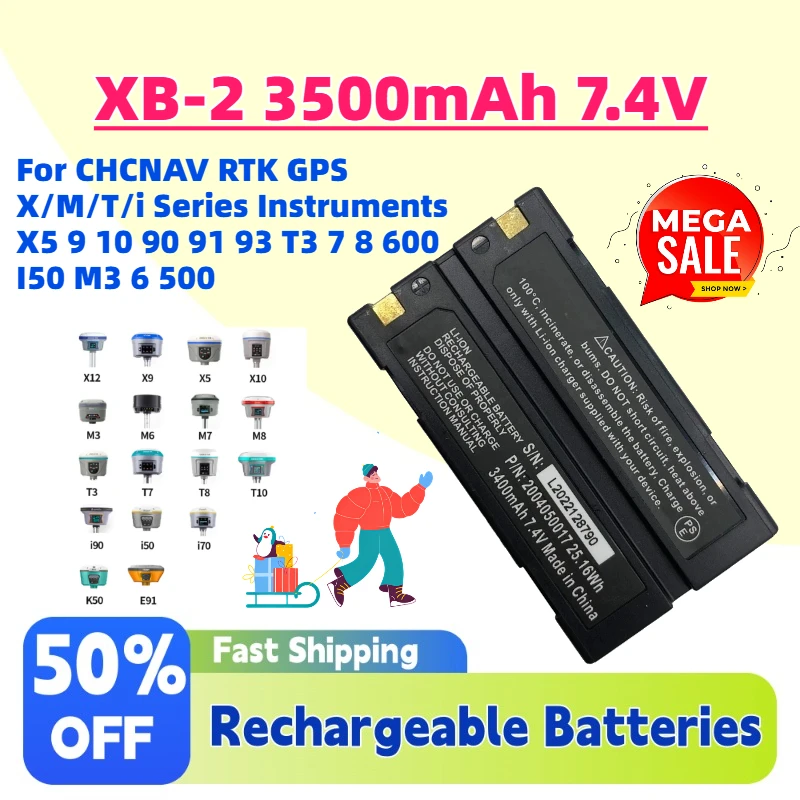 In Stock XB-2 3500mAh 7.4V GPS Battery for CHCNAV RTK GPS X/M/T/i Series Instruments X5 9 10 90 91 93 T3 7 8 600 I50 M3 6 500
