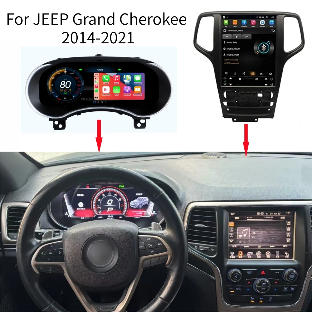 LCD Android Screen For JEEP Grand Cherokee 2014-2021 Speedometer Car Digital Cluster Virtual Cockpit Dashboard Instrument Panel