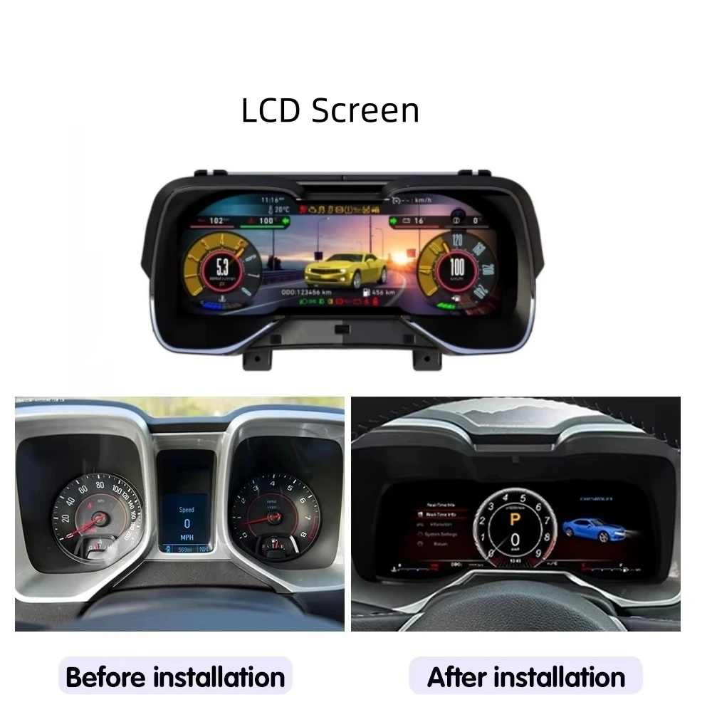 LCD Android Screen For Chevrolet Camaro 2008-2015 Speedometer Car Digital Cluster Virtual Cockpit Dashboard Instrument Panel