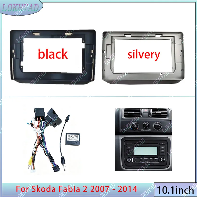 10.1INCH For Skoda Fabia 2 2007 - 2014 car DVD Android dashboard harness adapter decoder box 2 Din Interior Kit panel Center
