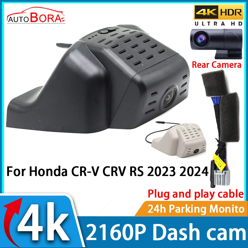ZhuCamX Car Video Recorder Night Vision UHD 4K 2160P DVR Dash Cam for Honda CR-V CRV RS 2023 2024