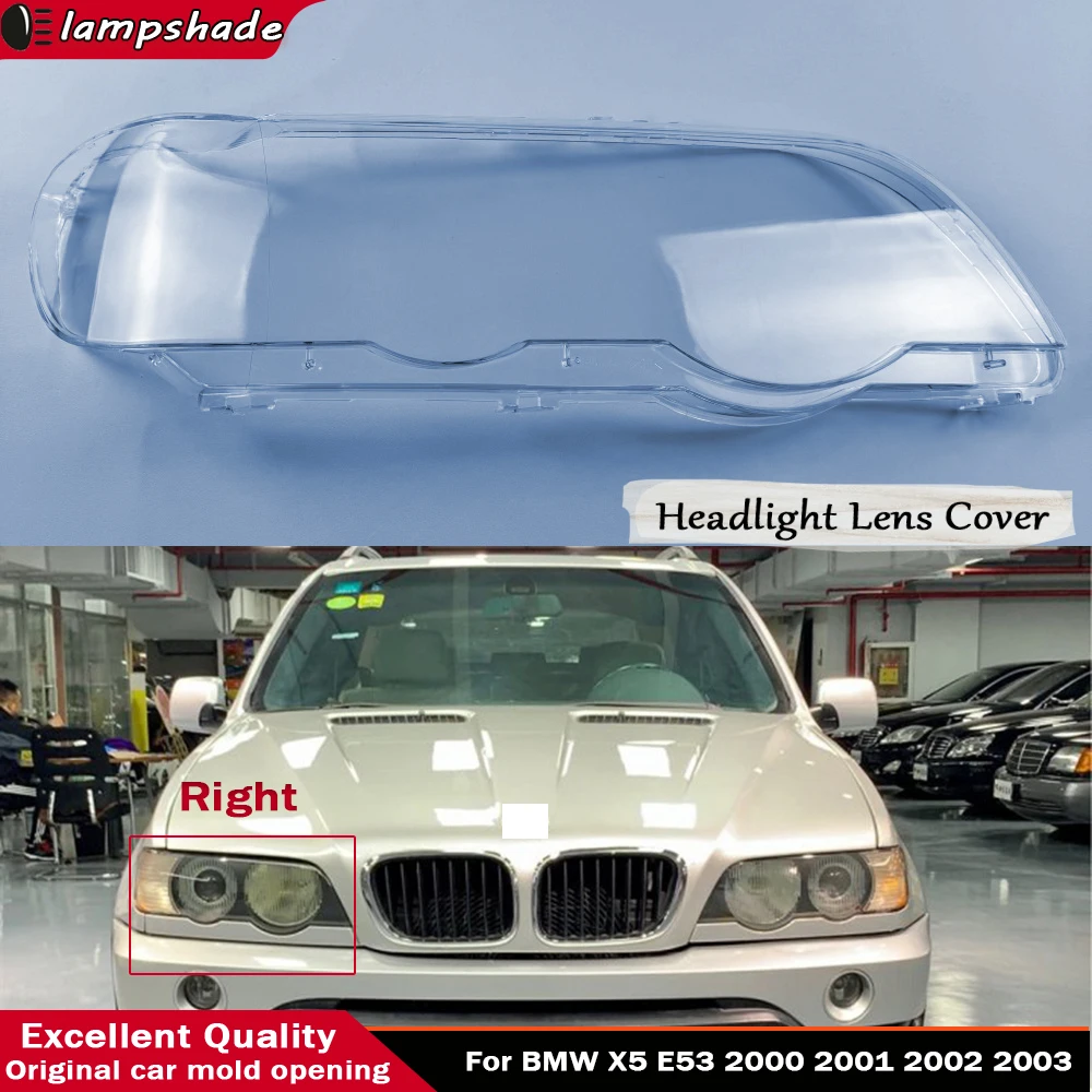 For BMW X5 E53 2000 2001 2002 2003 Auto Light Caps Car Headlight Cover Lamp Case Glass Lens Lampshade Headlamp Shell