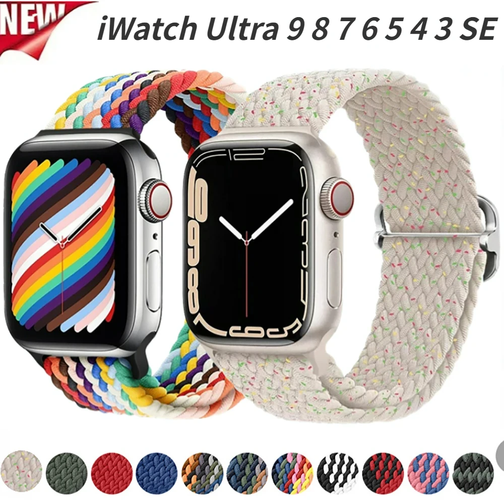 Braided Loop Strap for Apple Watch Band 45mm 41mm 44mm 40mm 49mm 46mm 42mm Breathable band iWatch Series 10 9 8 Ultra 7 6 5 4 SE
