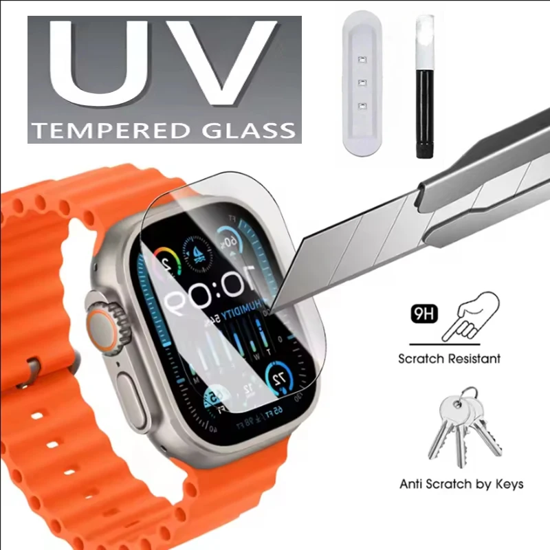 UV Glue Screen Protector For Apple Watch 46 44 45 41 42 40 MM Tempered Glass IWatch Series 11 10 9 41MM 40MM 45MM 46MM 44MM Film
