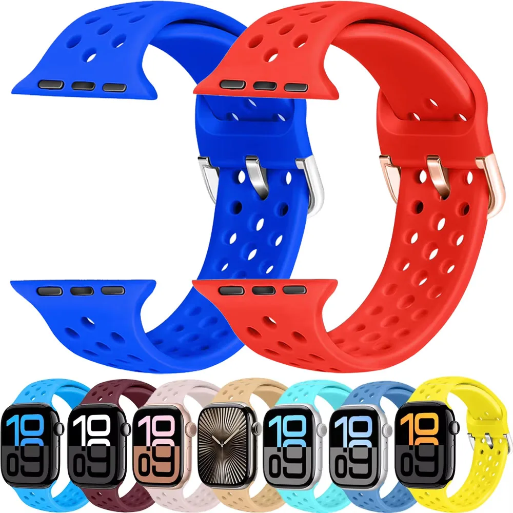 Silicone Strap For Apple Watch 1110 42mm 46mm Ultra 3/2/1 49mm Sports Wristband iWatch 9 8 7 6 5 4 SE 3 45mm 44mm 41mm 40mm Band