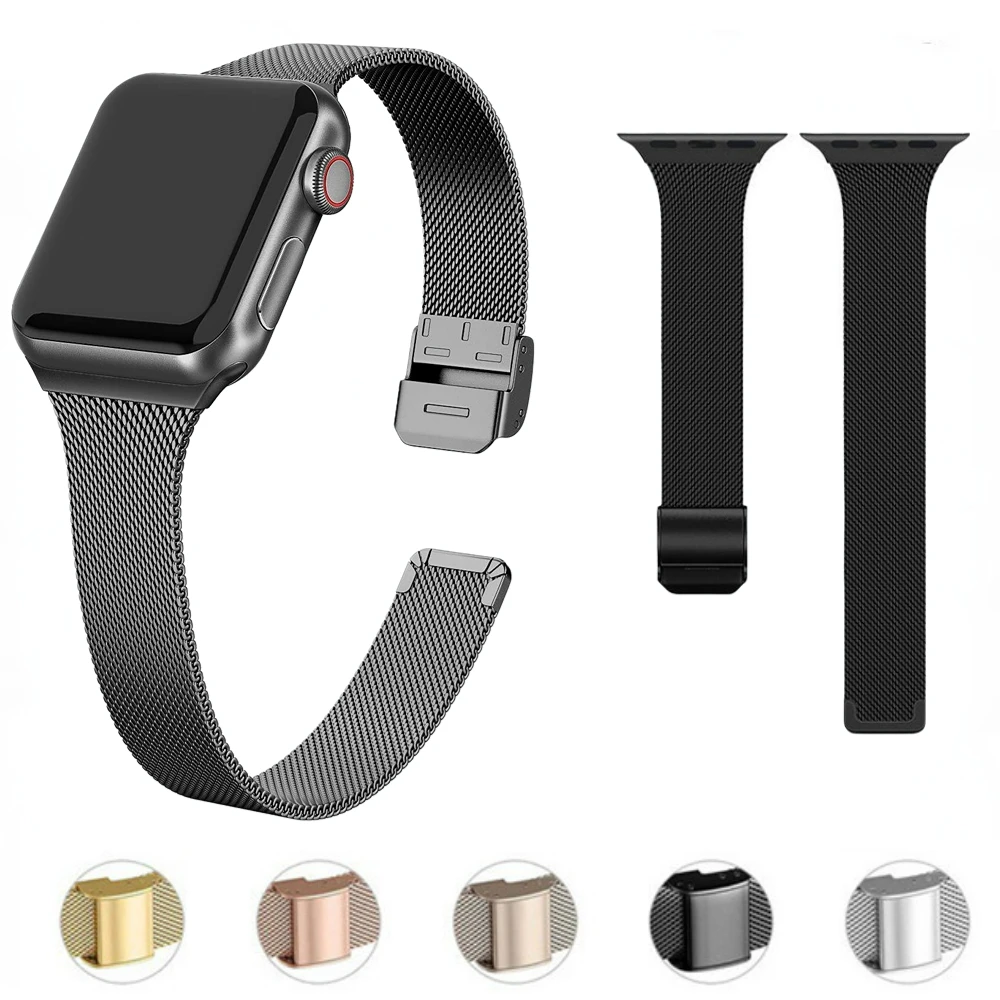 Slim Metal Band for Apple Watch 49mm 44mm 40mm 45mm 41mm 46mm 42 38mm Stainese Steel Bracelet iWatch 10 Ultra 9 8 7 6 5 SE Strap