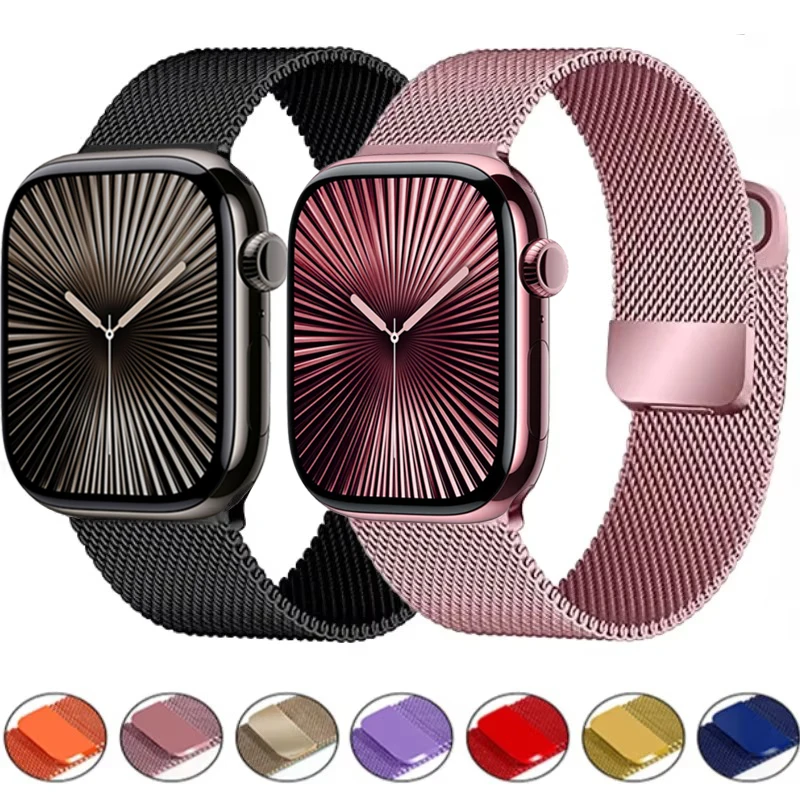 Milanese Band for Apple Watch Ultra2 49mm 10 9 8 7 46mm 45mm 41mm 6 5 4 SE 44mm 40mm Metal Magnetic Double Section IWatch 3 42mm