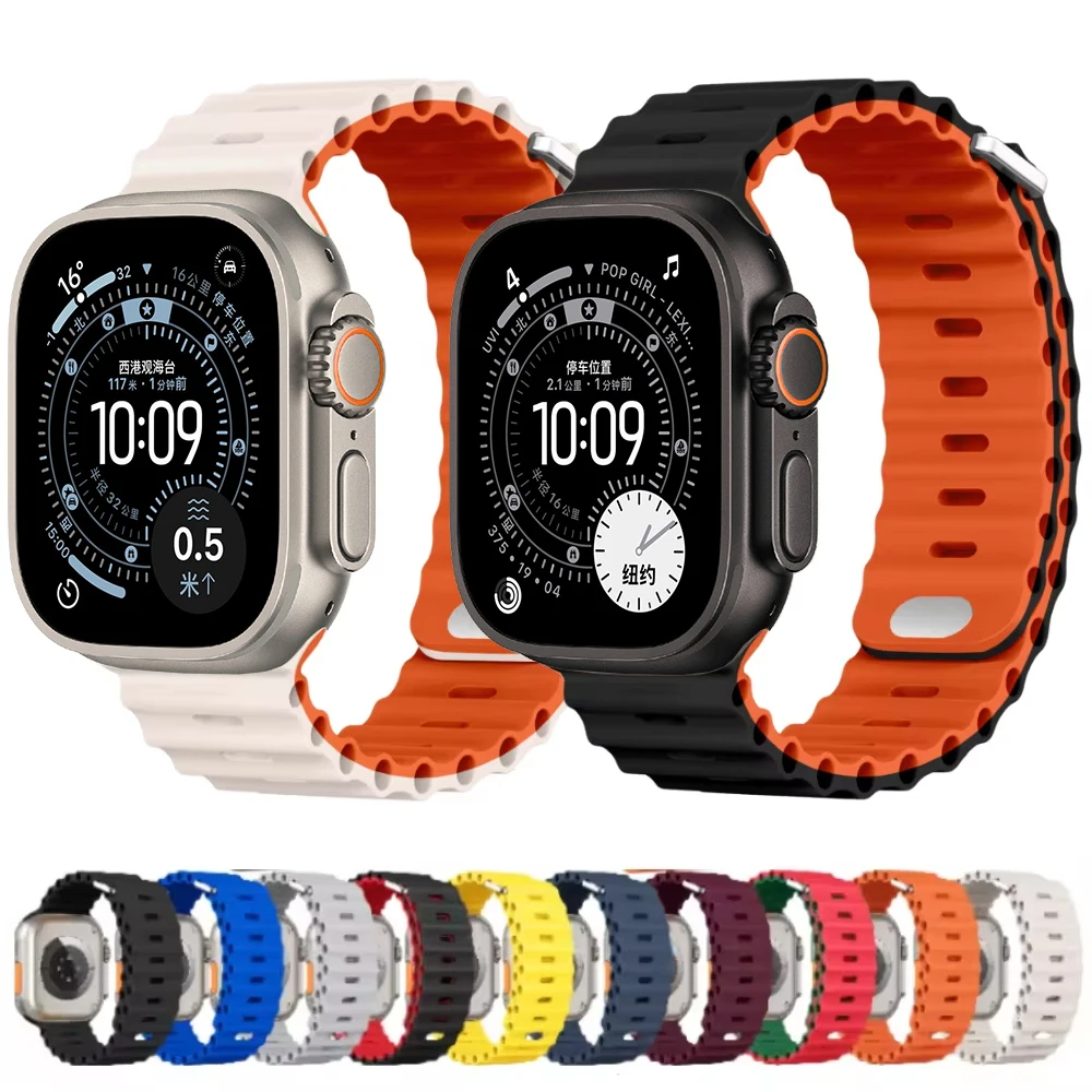 Silicone strap for Apple watch 11 10 42mm 46mm Ultra 3 2 1 49mm 9 8 7 45mm 41mm Breathable bracelet for iwatch 6 5 SE3 44mm 40mm