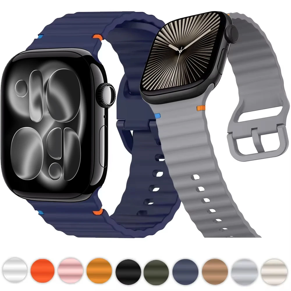 Breathable Silicone Strap for Apple Watch Band 46mm 42mm 45mm 41mm 49mm 44mm 40mm Sport Bracelet iWatch 11 10 Ultra 9 8 7 5 SE 3