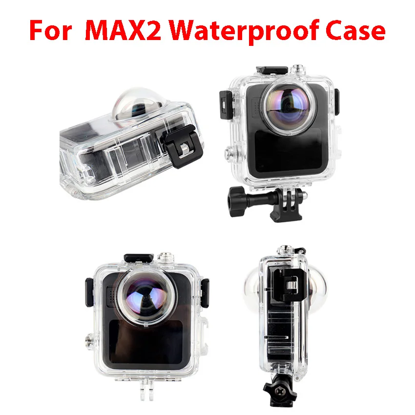 For MAX2 50-Meter Waterproof Case Diving Surfing Protective Housing 360 Action Camera Accessories
