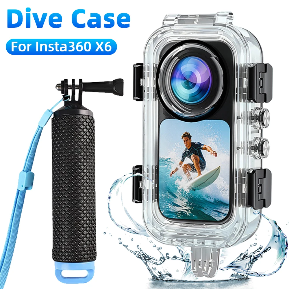 Invisible Dive Case for Insta360 X6, 60M Waterproof Housing Cover Underwater Diving Shell for Insta 360 X6 Accessories