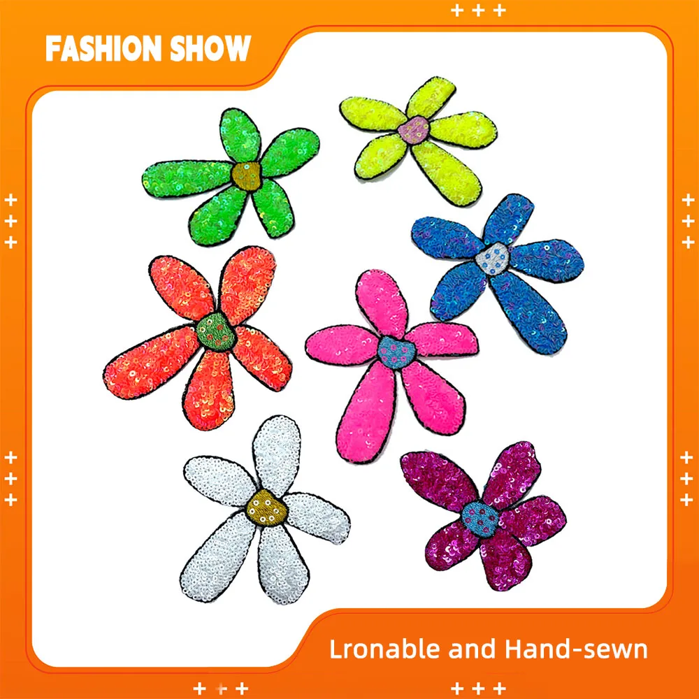 Sweet Sequin Embroider Colorfulful Flowers DIY Clothing Accessories Cloth Stickers Can Be Ironed Accessories