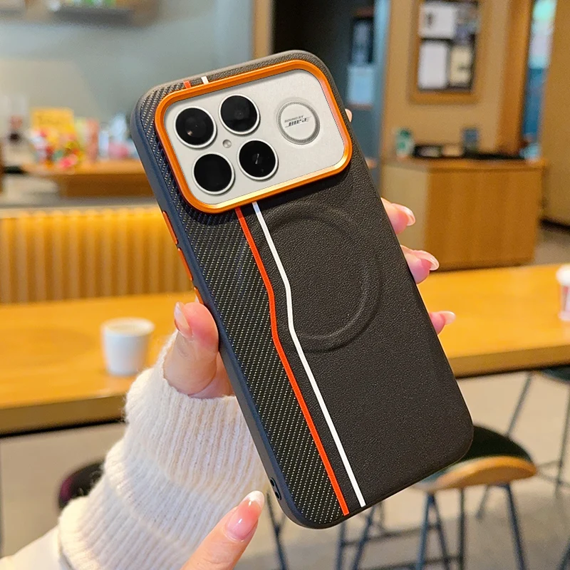 For Xiaomi Poco F8 Ultra Pro Poco F7 Ultra Pro Leather Skin Cover With Carbon Fiber Texture Magnetic Hard Case etui