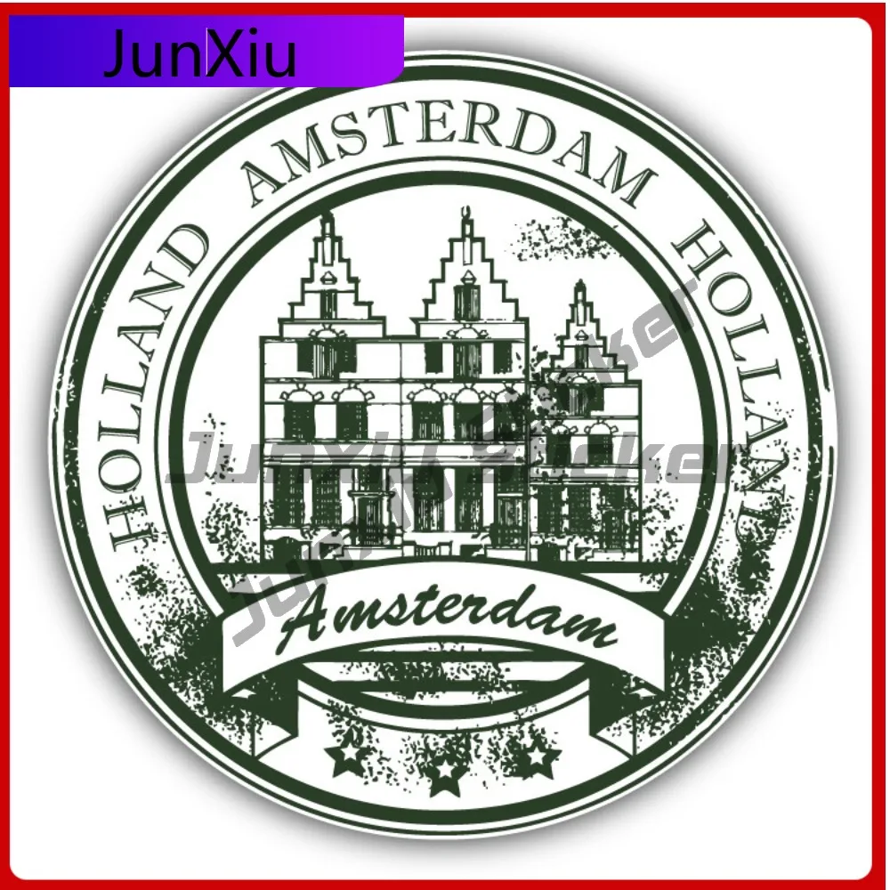 Amsterdam Holland Travel Creative Sticker Stamp Car Decal Bumper Stickers Funny Style SUV Use For Door Vehicle Exterior Decor