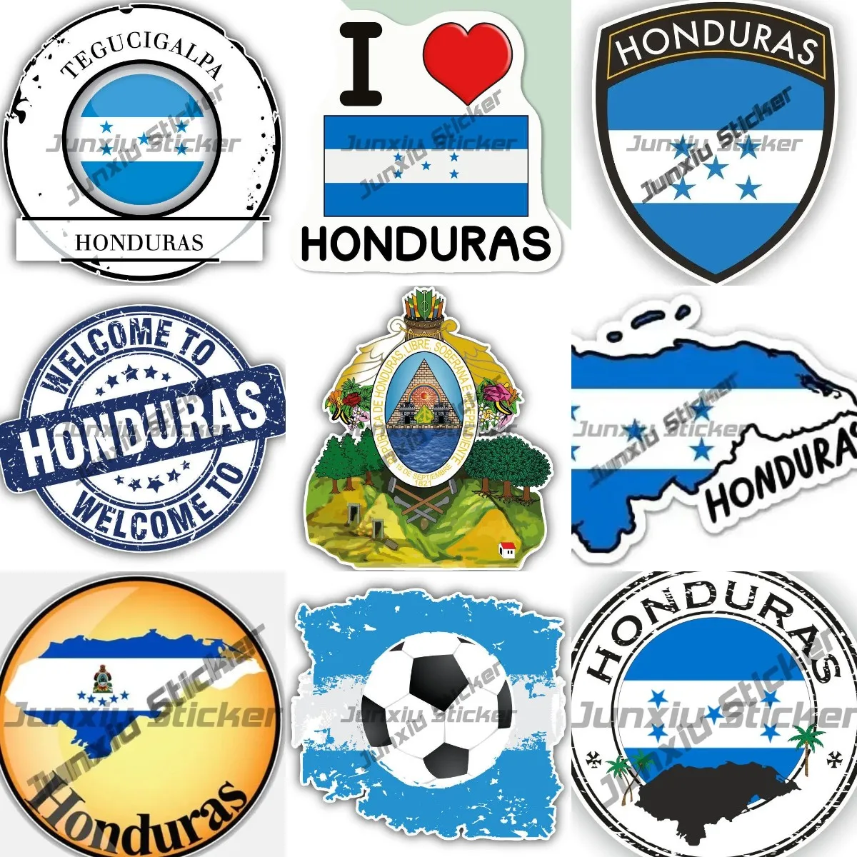 Honduras Coat of Arms Car Sticker Tegucigalpa Honduras Flag Travel Stamp Seal Flag Map Anti Scratch Exterior Decal Accessories