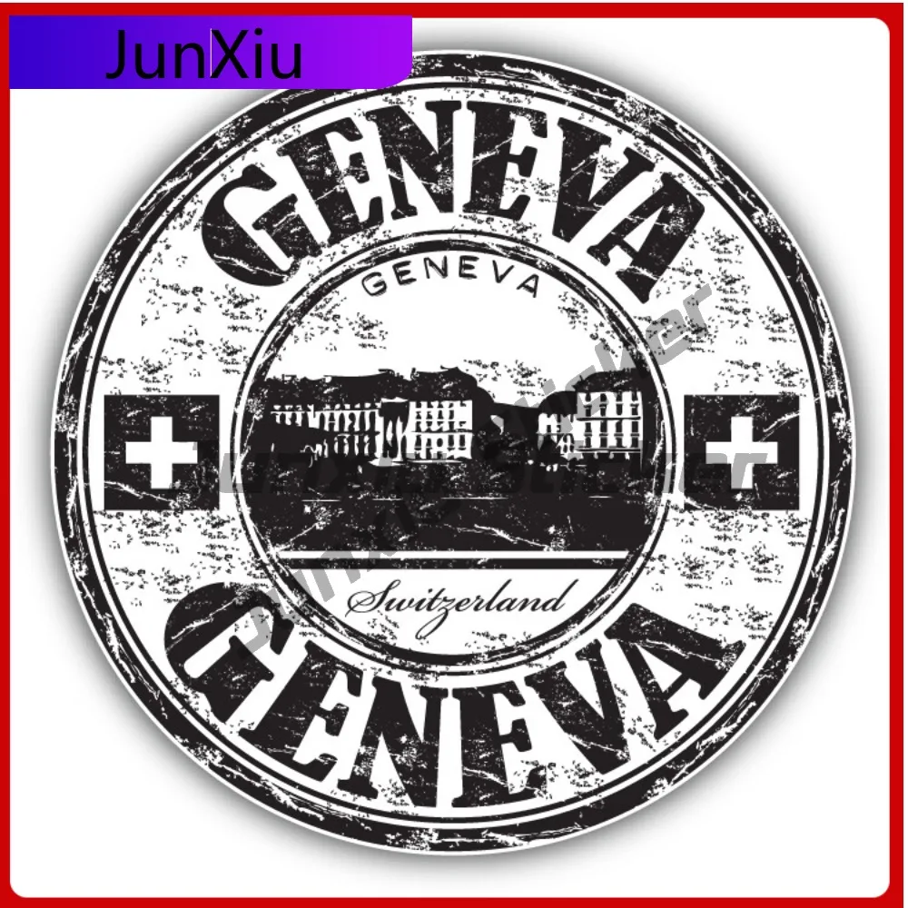 Geneva Switzerland Creative Sticker Stamp Travel Car Decal Bumper Stickers For Laptops Cool Style Truck Use Waterproof Vinyl