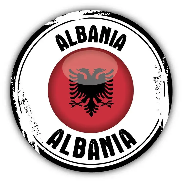 Albanian Flag Stamp Car Bumper Sticker-Travel luggage Decal Window Phone Trunk Guitar Cover scratches Exterior Decor