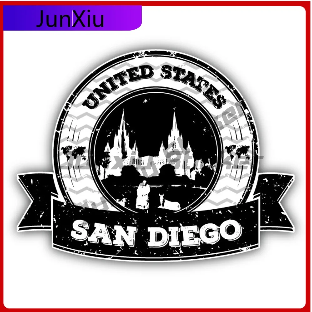 San Diego United States Creative Sticker Stamp Travel Car Decal Bumper Stickers For Laptops Anime Style Laptop Use Waterproof
