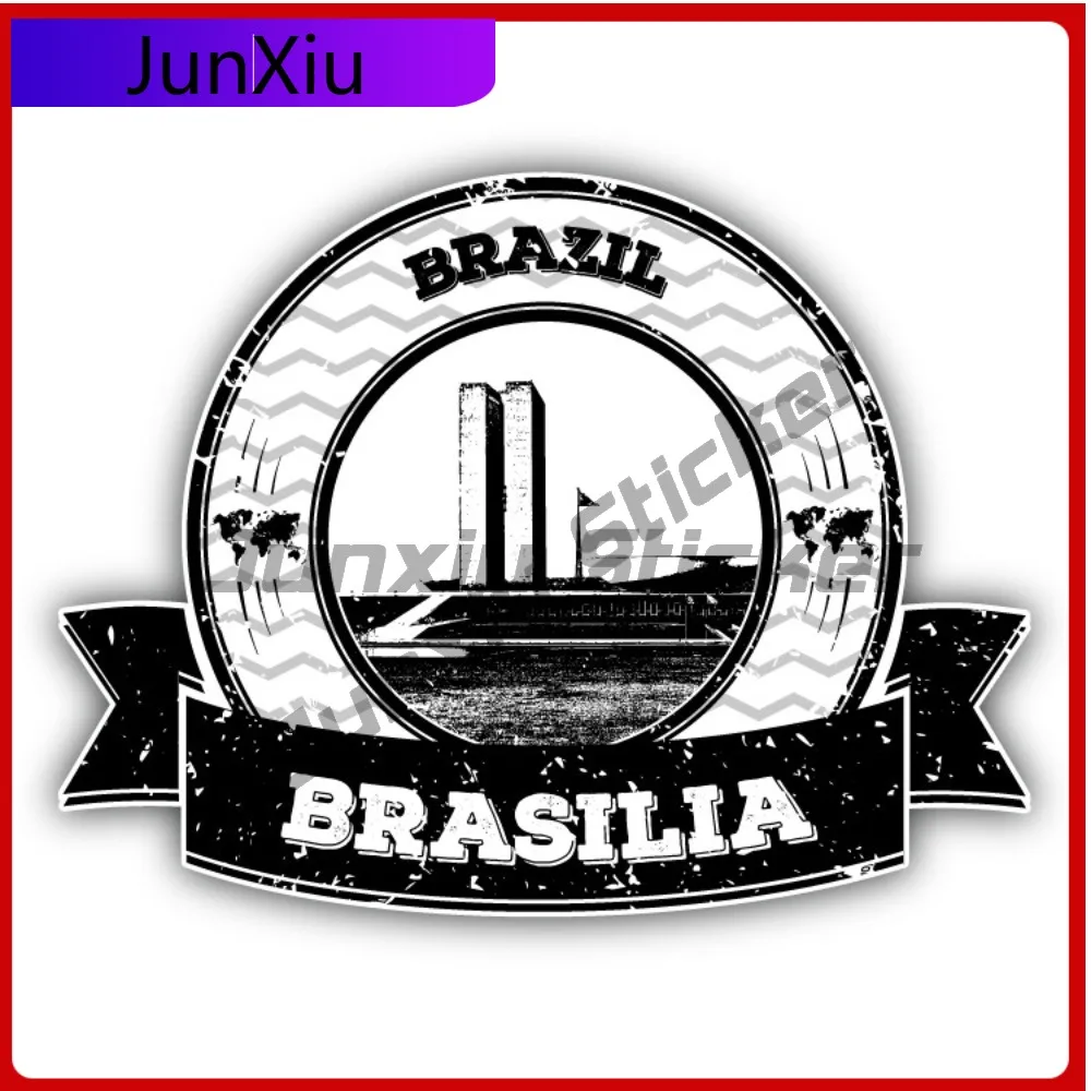 Brasilia Brazil Creative Sticker Stamp Travel Car Decal Bumper Stickers For Letter Boxes Cute Style Helmet Use Waterproof Vin