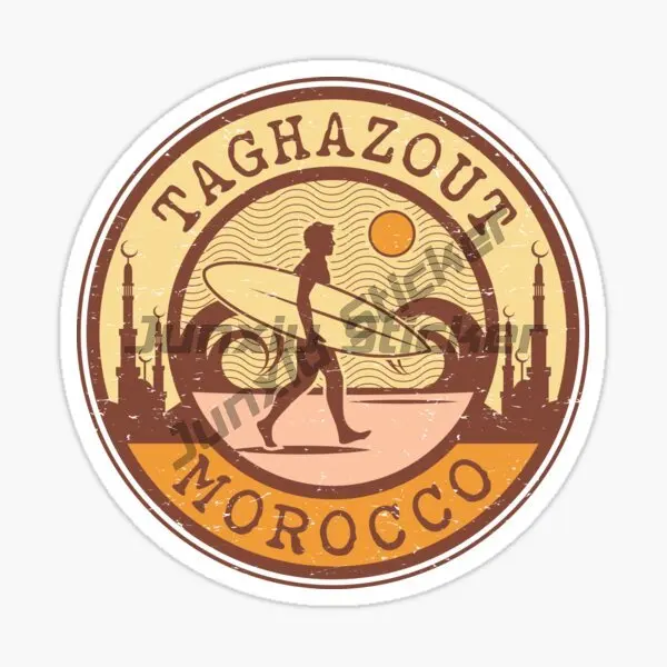 Morocco Round Flag Sticker Label Retro Travel Stamps Car Bumper Decal-Motorcycle Auto Interior Accessories