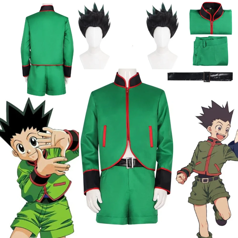 Anime Hunter Cosplay Wig Top Shorts Belt Gon Full Outfit Halloween Carnival Game Character Role Play Stage Dress Up Costume