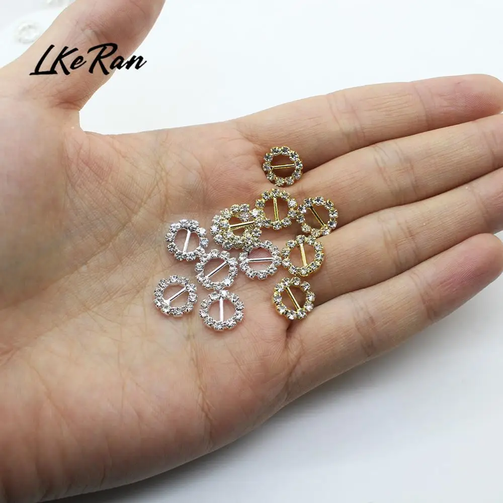 LKERAN Inner 6mm Mini 10Pcs Round Rhinestone Buckles Crystal Decor Wedding Fit Ribbon and Shoe Belt Clothin Buckles Fitting