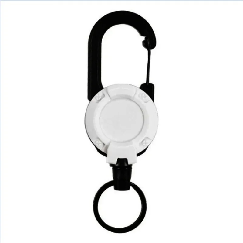 Retractable Heavy Duty Pull Reel Carabiner Key Chains Strong Steel Wire Rope Buckle Spring Key Ring Outdoor Sporty Keychain Tool