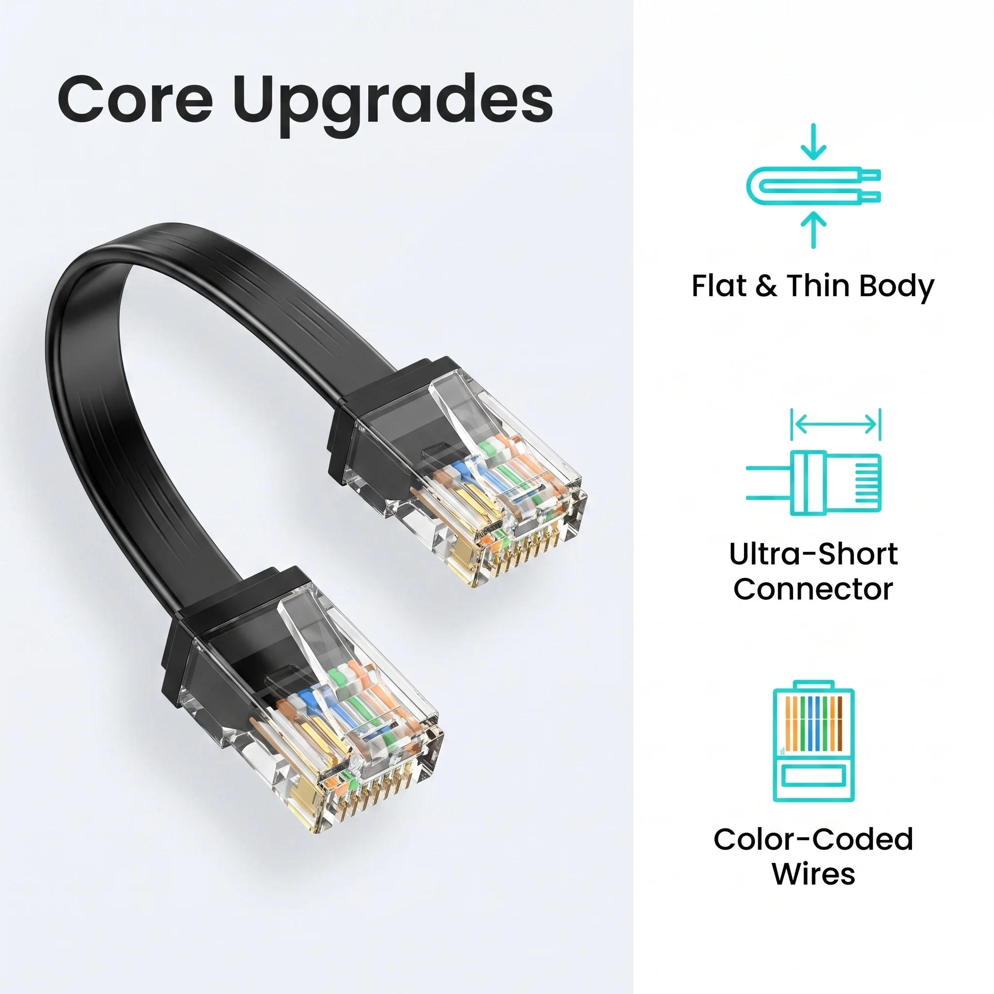 24 Pack CAT6 Short Flat Ethernet Cable, Gigabit High Speed RJ45 Network Patch Cord 0.2-0.5m for Switch Router Desktop Connection