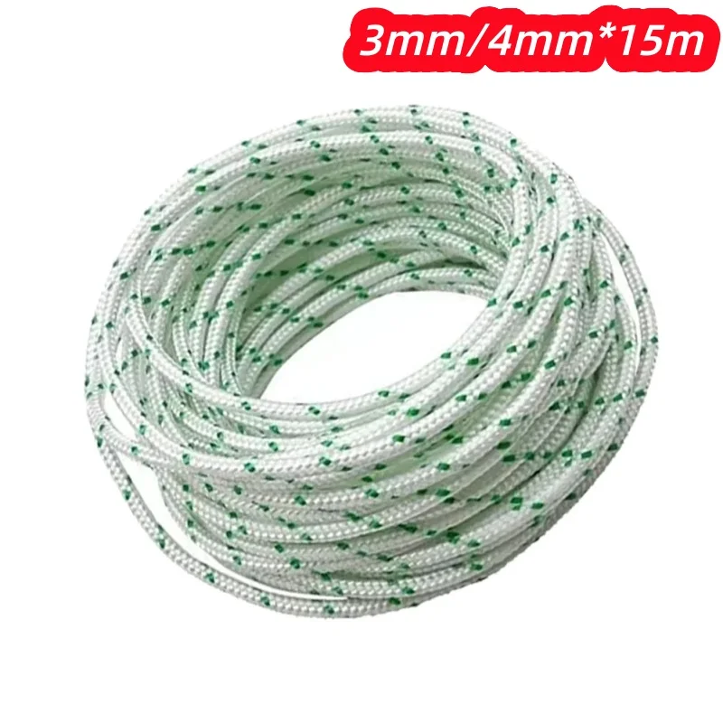 LUSQI 3MM/4MM*15M Pull Cord Recoil Starter Rope Replacement Accessories For Lawn Mower Chainsaw Trimmer Edger Engine Parts