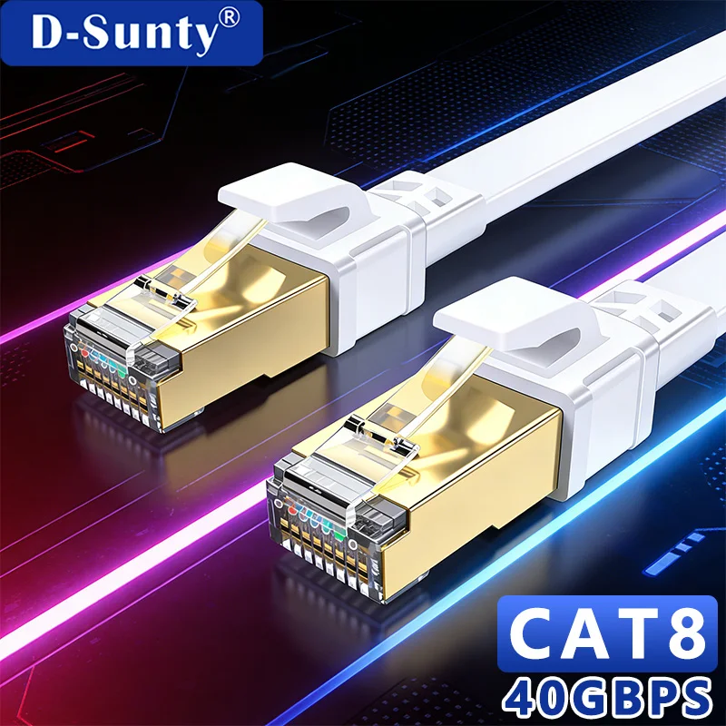 Ethernet Cable Cat 8 40Gbps 2000MHz High Speed Rj45 Internet Network Cable Shielded Patch Cable 5M 10M 15M 20M 30M Cat8 Lan Cord