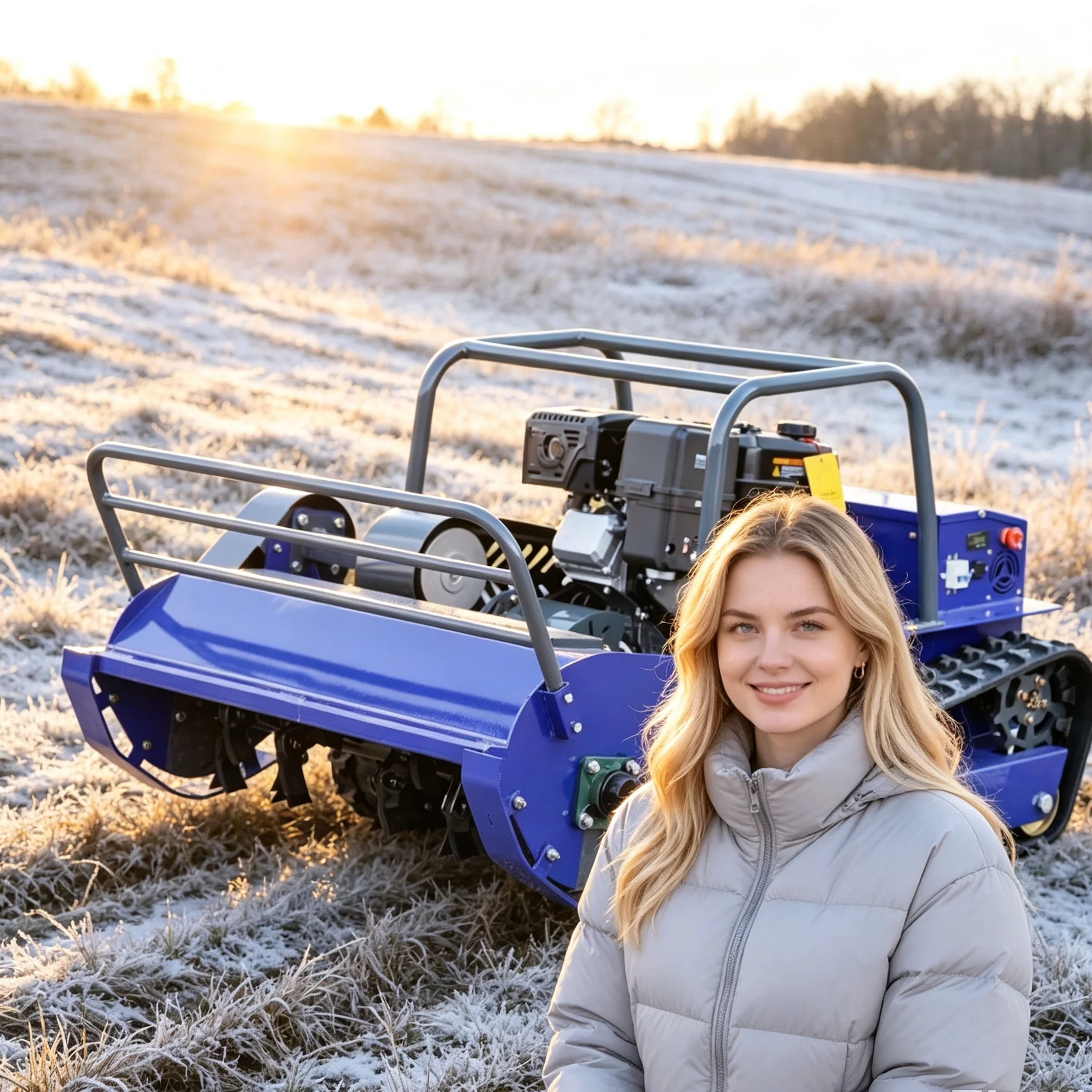 Customized Blue 1000S Crawler Flail Mower RC Operated Brush Mulcher Machine Adjustable Cutting Width for Farmland and Pasture We