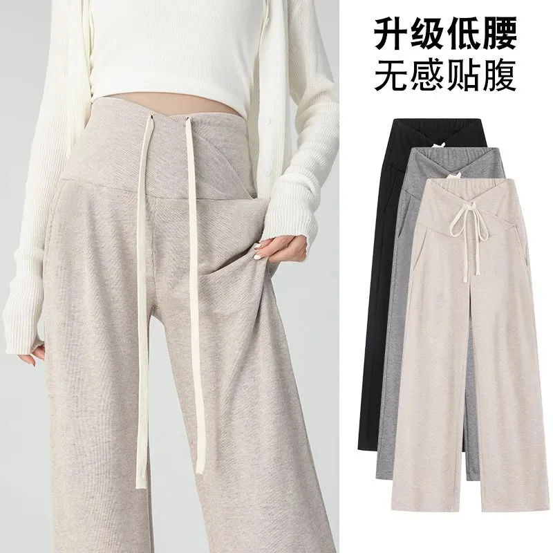 2025 Outer Wear Autumn and Winter Warm Elastic Adjustable Pendant Wide-leg Pants