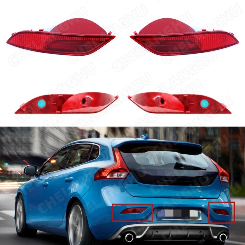 1Pair Rear Bumper Reflector Light Lamp Without Bulb For Volvo V40 2013 2014 2015 2016 2017 2018 2019 Auto 31395550 31395551