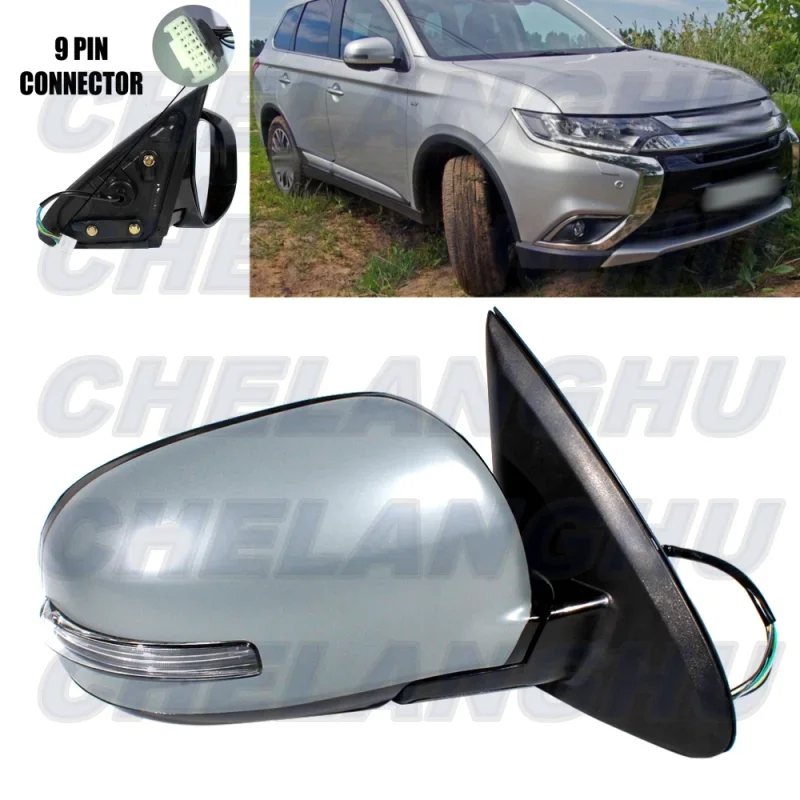 Right 9Pins Mirror Assembly For Mitsubishi Outlander MK3 GF 2013 2014 2015 2016 2017 2018 2019 2020 Paintable Heated Power Fold