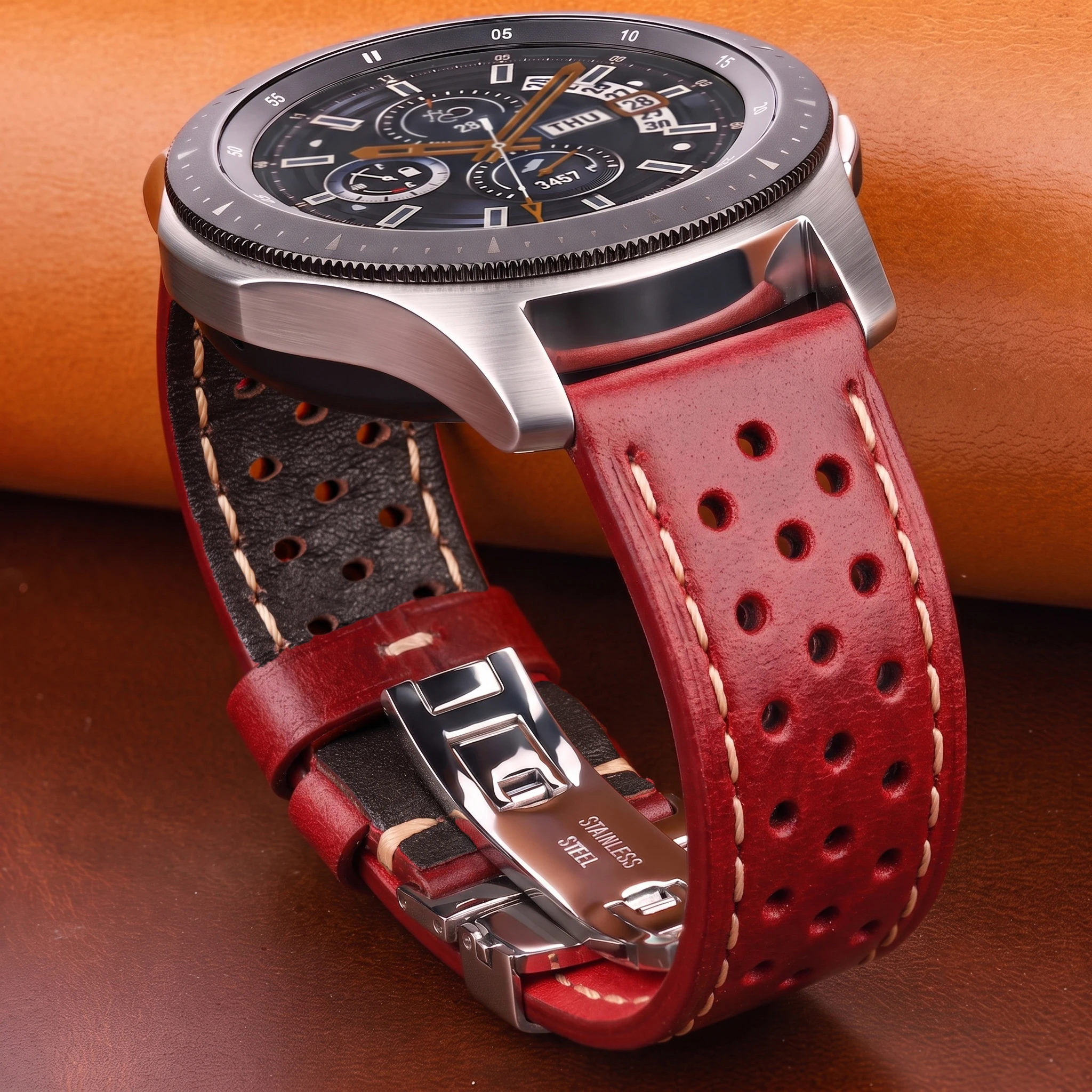Genuine Leather Watch Band Bracelet 20mm 22mm 24mm Cowhide Vintage Watchband Deployment Clasp For Samsung Galaxy Watch 3 4 Strap