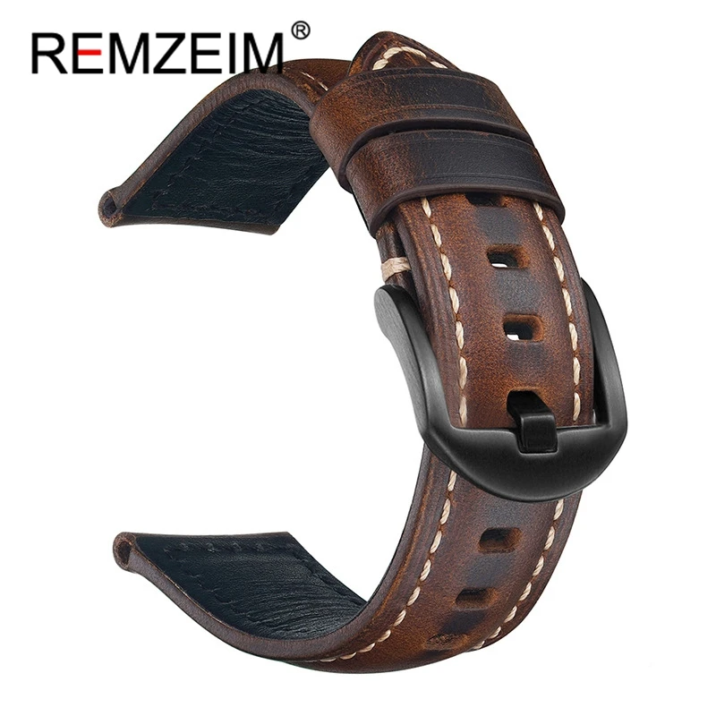 Handmade Layer Cowhide Leather Strap 20mm 22mm 24mm 26mm Green Blue Brown Wrist Bracelets Genuine Leather Calfskin Watch Band