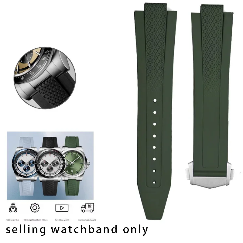 Wristband for Longines Kangkas Yuedong New Fluororubber Watch Strap L3.830/835 Series Sports Diving Watchband 41mm 42mm Dial