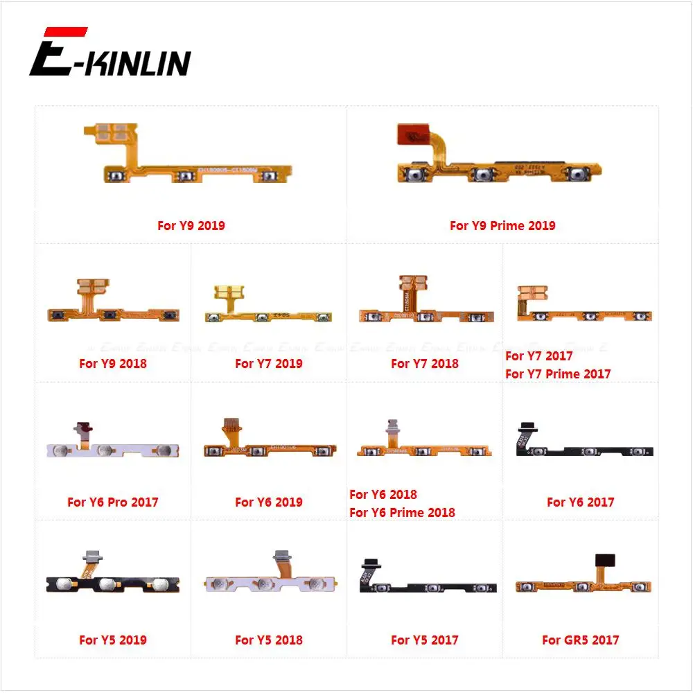 Power ON OFF Mute Switch Control Key Volume Button Flex Cable For HuaWei Y9 Y7 Y6 Pro Y5 Lite Prime GR5 2017 2018 2019 Parts