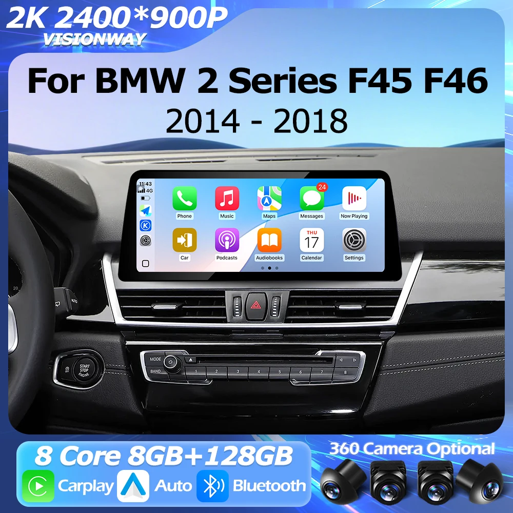 Navigation GPS For BMW 2 Series F45 F46 2014-2018 NBT EVO System Android 16 2400*900P Auto Wireless Carplay Multimedia Player BT
