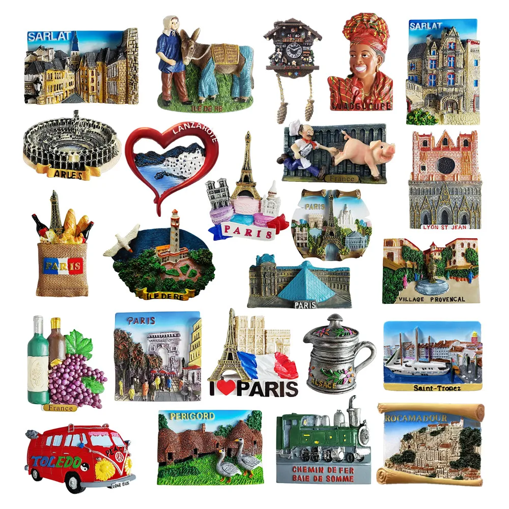 Europe France 3D Fridge Magnet Tourist Souvenirs Refrigerator Magnetic Stickers Travel Collection Gift