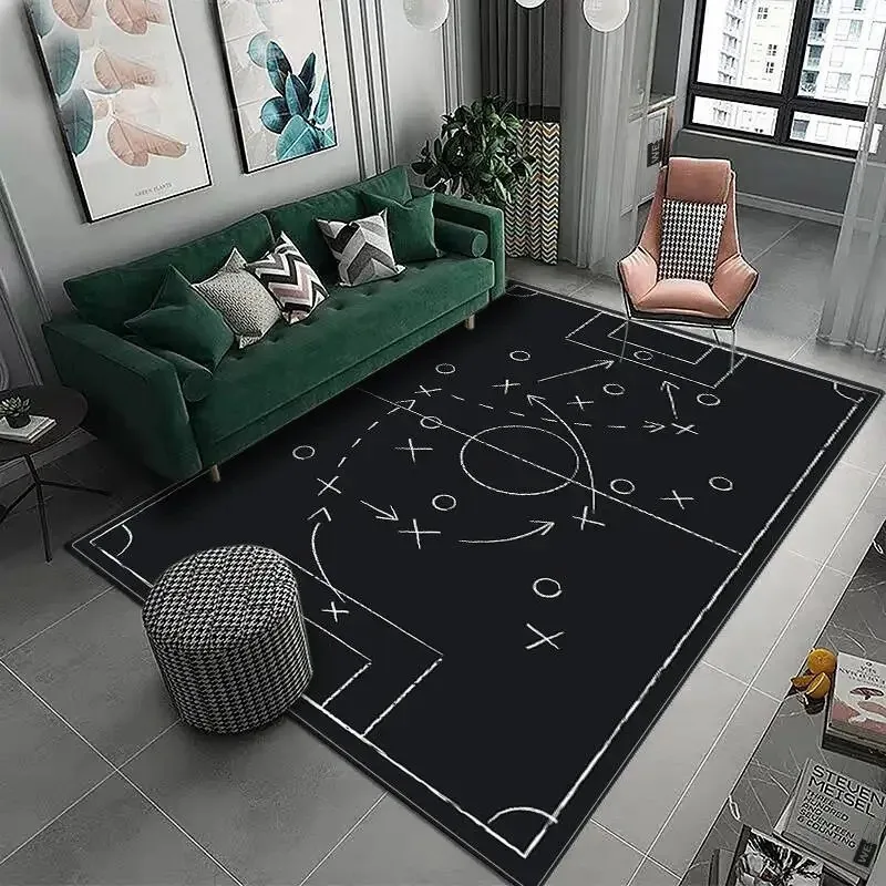 Football Pattern Carpet for Boys Room Bedroom Doormat Decor Kids Play Area Rug Carpet Decorati Non-slip Soft Floor Mat Polyester