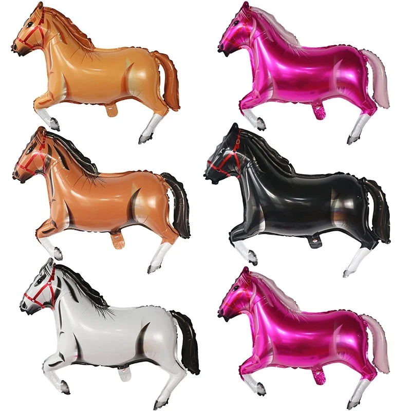 Large Horse Foil Balloons Happy Birthday Party Supplies Mylar Balloon Kids Classic Toys Animal Balloon Farm Helium Air Globos