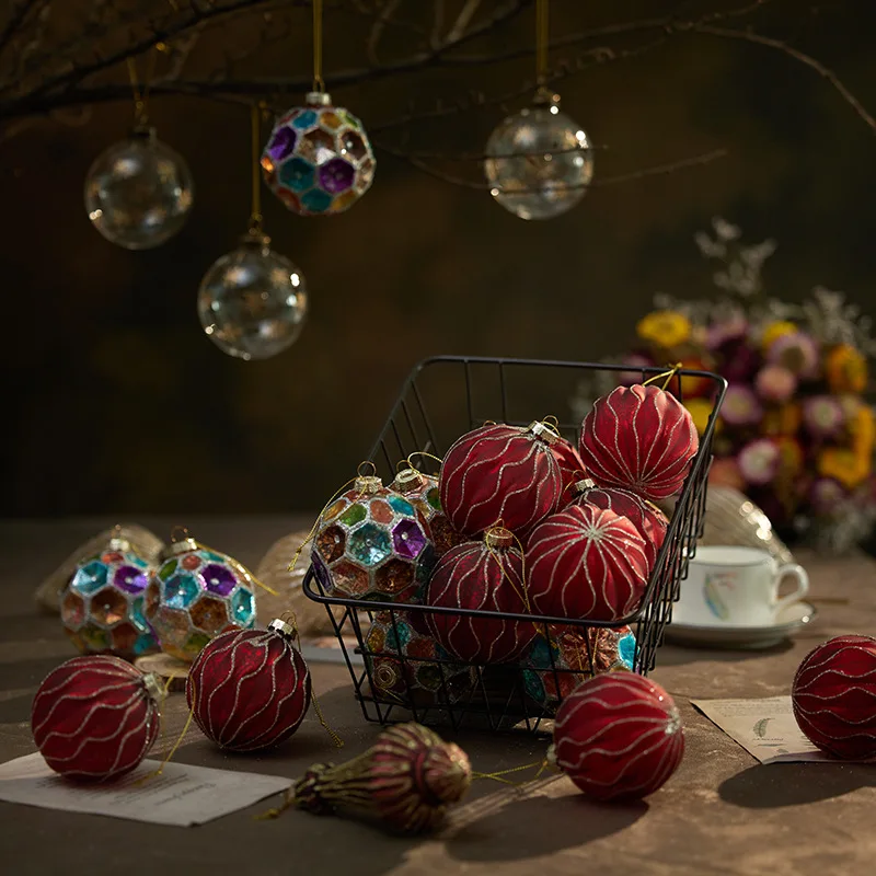 New Year 2025 Christmas Ball Decoration glass Christmas Tree Ball Ornament Pendant Hanging Decor Merry Christmas Decoration Home