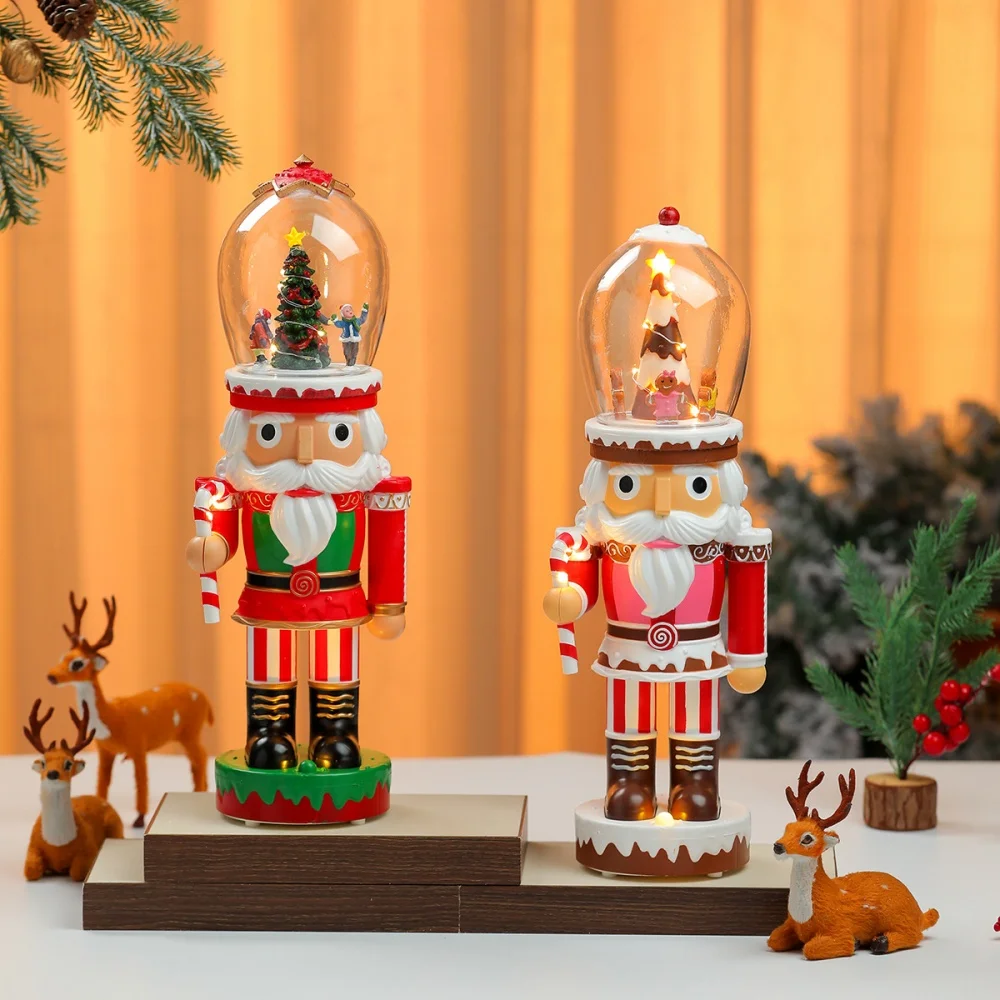 Christmas Walnut Soldier Resin Nutcracker Glass Cover Ornament Christmas Decorations for Home Merry Xmas New Year Gifts 2026