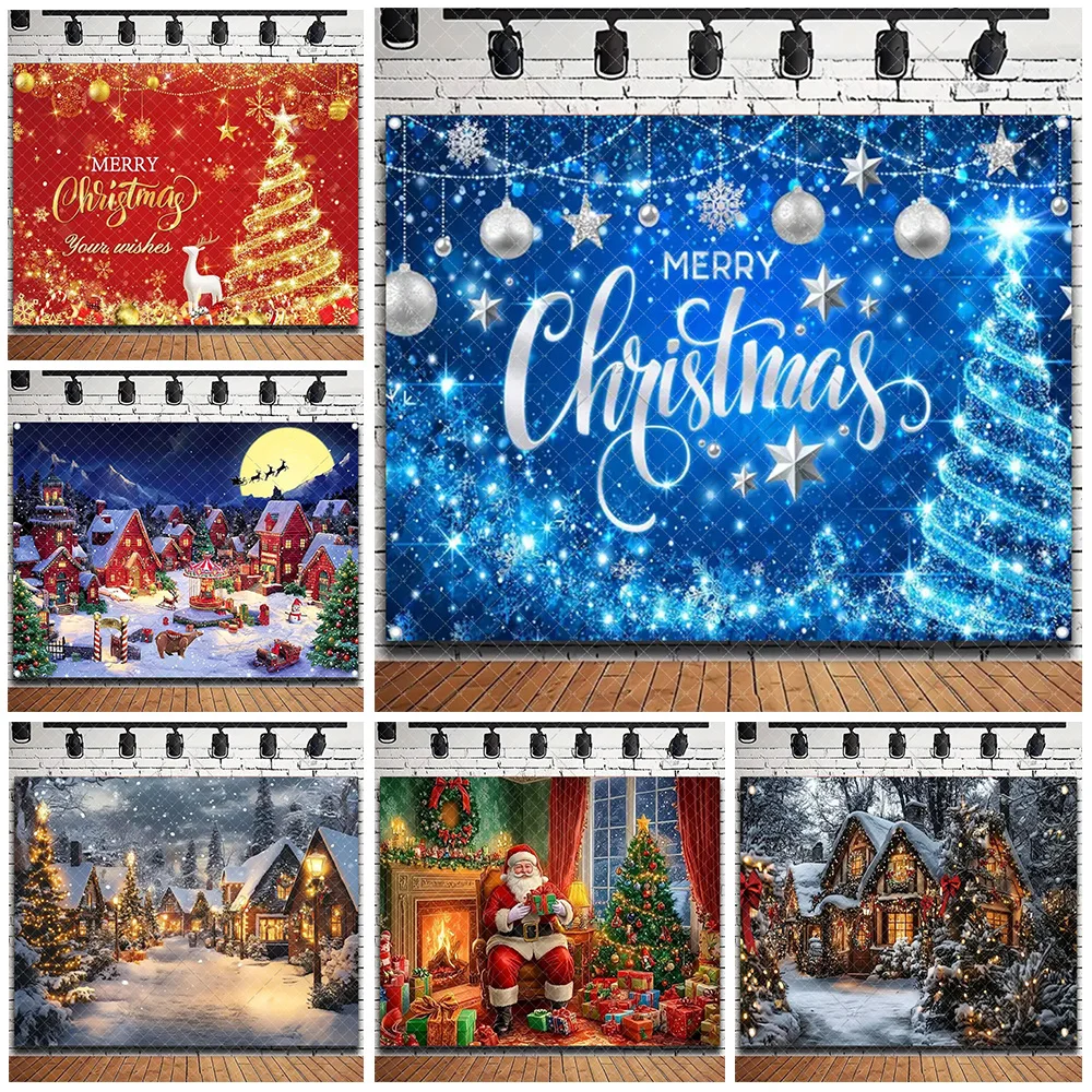 Merry Christmas Backdrop Santa Claus Xmas Fireplace Photography Background Home Family Party Decoration 2026 Xmas Photo Props