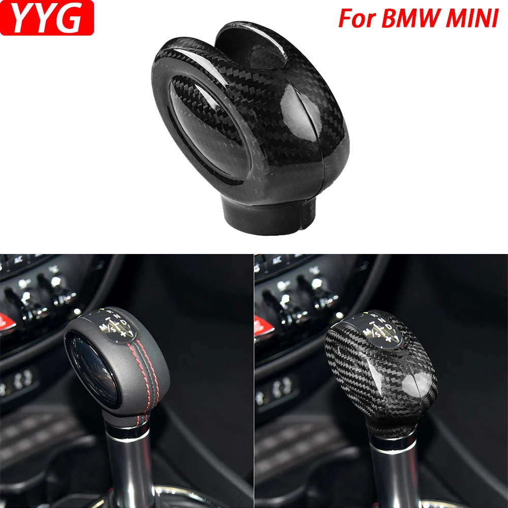 For Mini Cooper F54 F55 F56 F57 F60 Real Carbon Fiber Gear Shift Knob Cover Decorative Interior Retrofitting Car Accessories