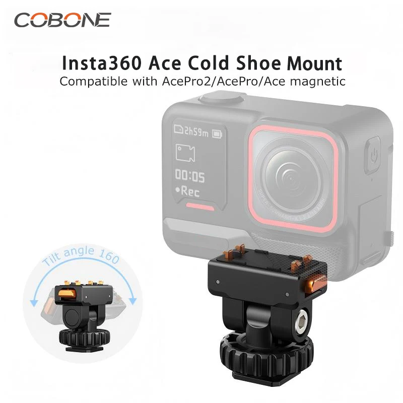 COBONE Cold Shoe Mount Magnetic Quick Release 160° Rotatable Bracket 1/4