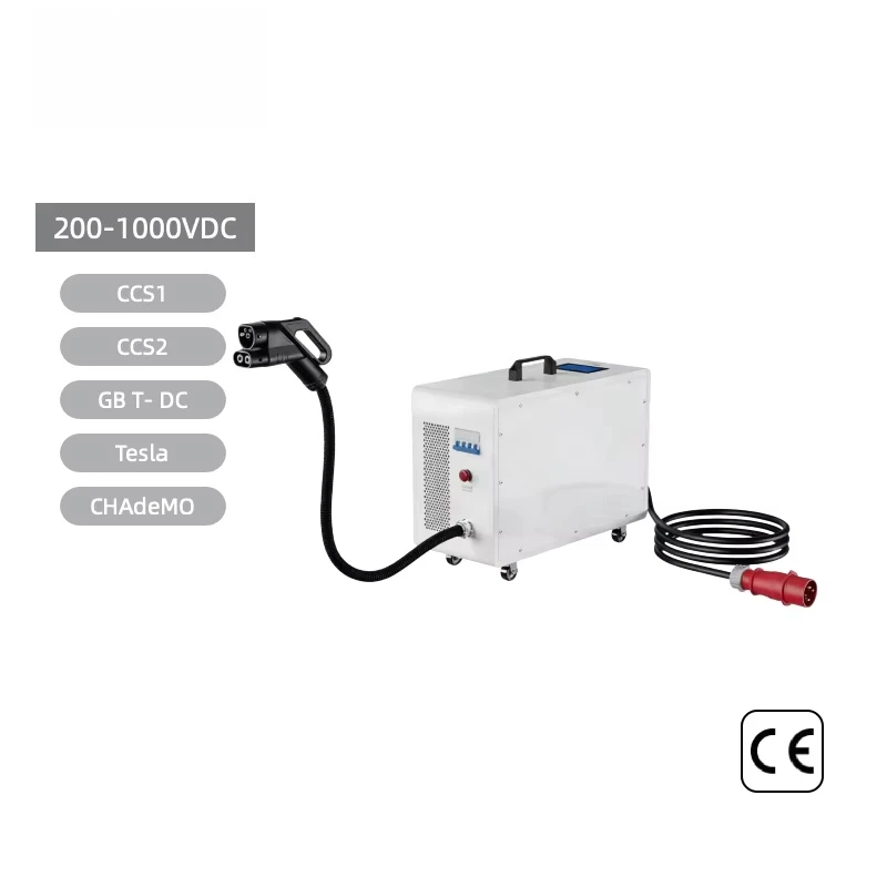 30kW portable DC fast electric vehicle charger, mobile emergency charging pile with touch screen, ideal for roadside rescue