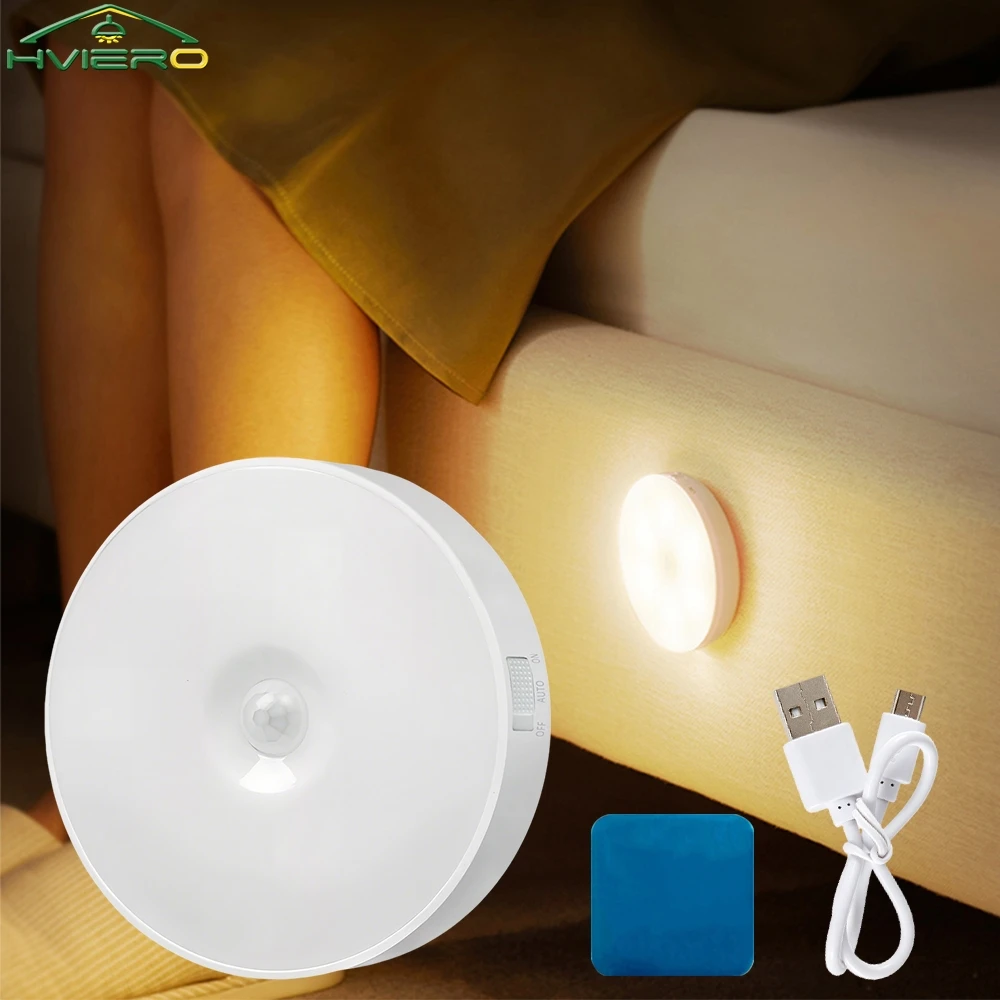 LED Smart Human Body Sensor Night Lamp Emergency Automatic Home Lighting Bedroom Staircase Hallway USB Charging Wireless Light