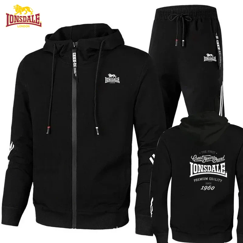 Men's Two-Piece Sportswear, Black T-Shirt and Pants, Casual Urban Style, Sportswear, LONSDALE Print from Spring/Summer 2026